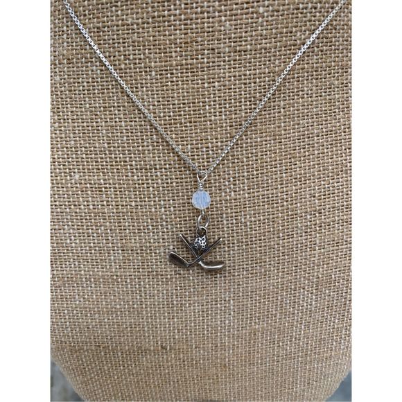 .925 Golf Clubs Charm on Sterling Silver Box Chain #golf - Picture 2 of 6